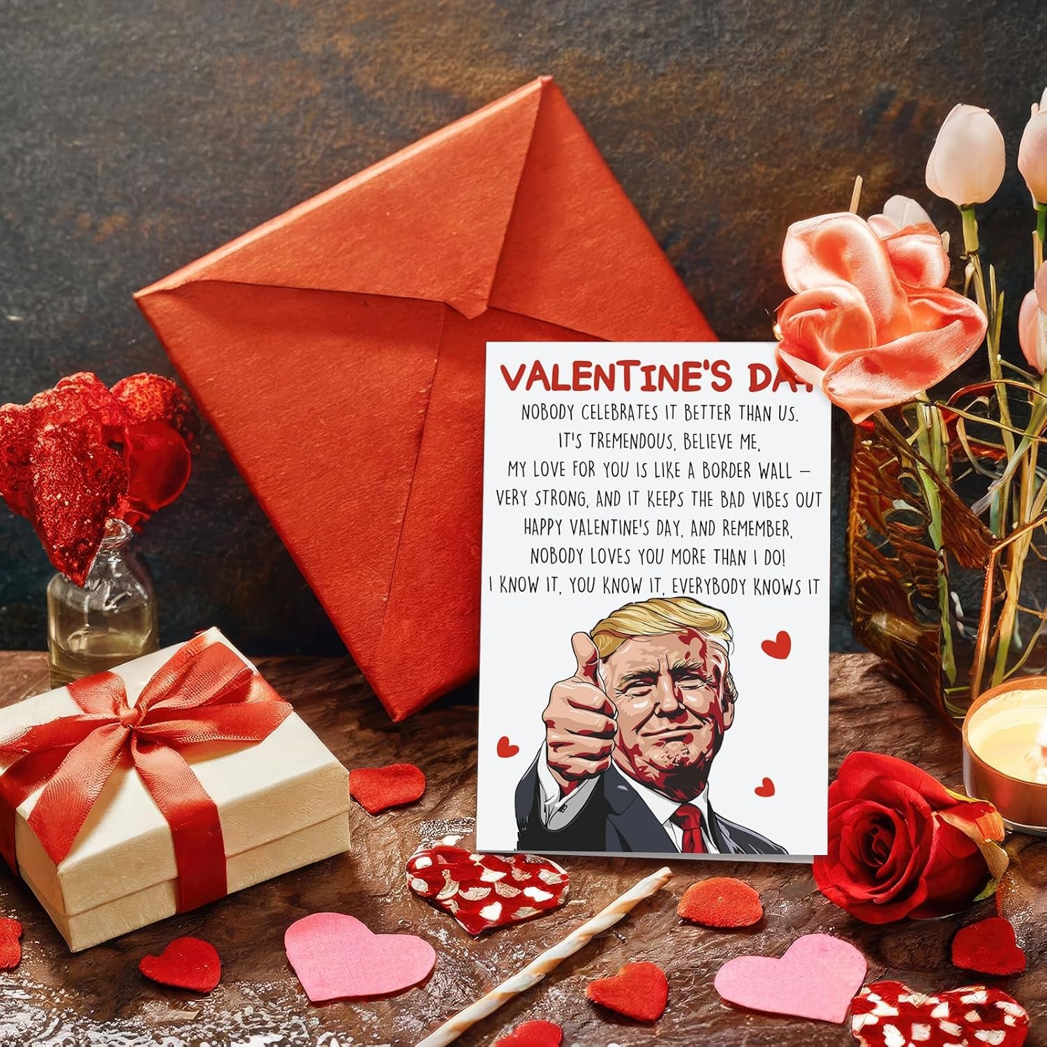 Happy Trump Valentines Day Gifts for Him Her, Funny Valentines Day Card for Boyfriend Girlfriend, Romantic Valentine'S Day Card Gifts for Men Women, Love Card