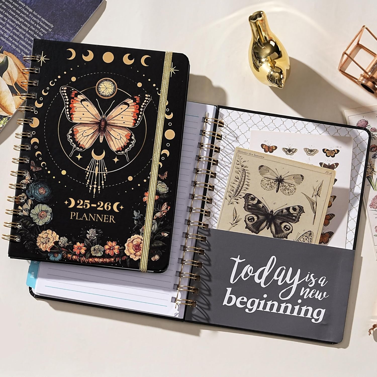 Planner 2025-2026 - Academic Planner 2025-2026, July 2025 - June 2026, 6.4" X 8.5", 2025-2026 Planner Weekly and Monthly with Tabs, Back Pocket + Thick Paper - Butterfly