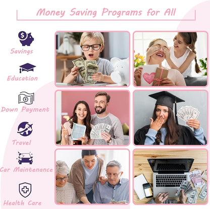 100 Envelopes Money Saving Challenge Binder, A5 Money Saving Budget Binder with Cash Envelopes, Savings Challenge Planner Book, Easy and Fun Way to save $5,050 (Pink)