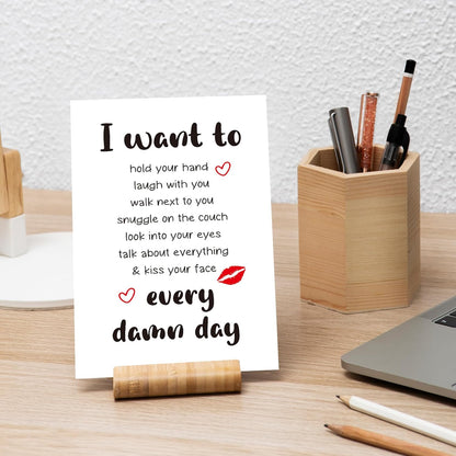 Rude Miss You Greeting Card, Romantic Long Distance Relationship Card, Valentine'S Day LDR Card, Deployment Card for Him Her Fiance, I Want to Kiss You Face Every Damn Day