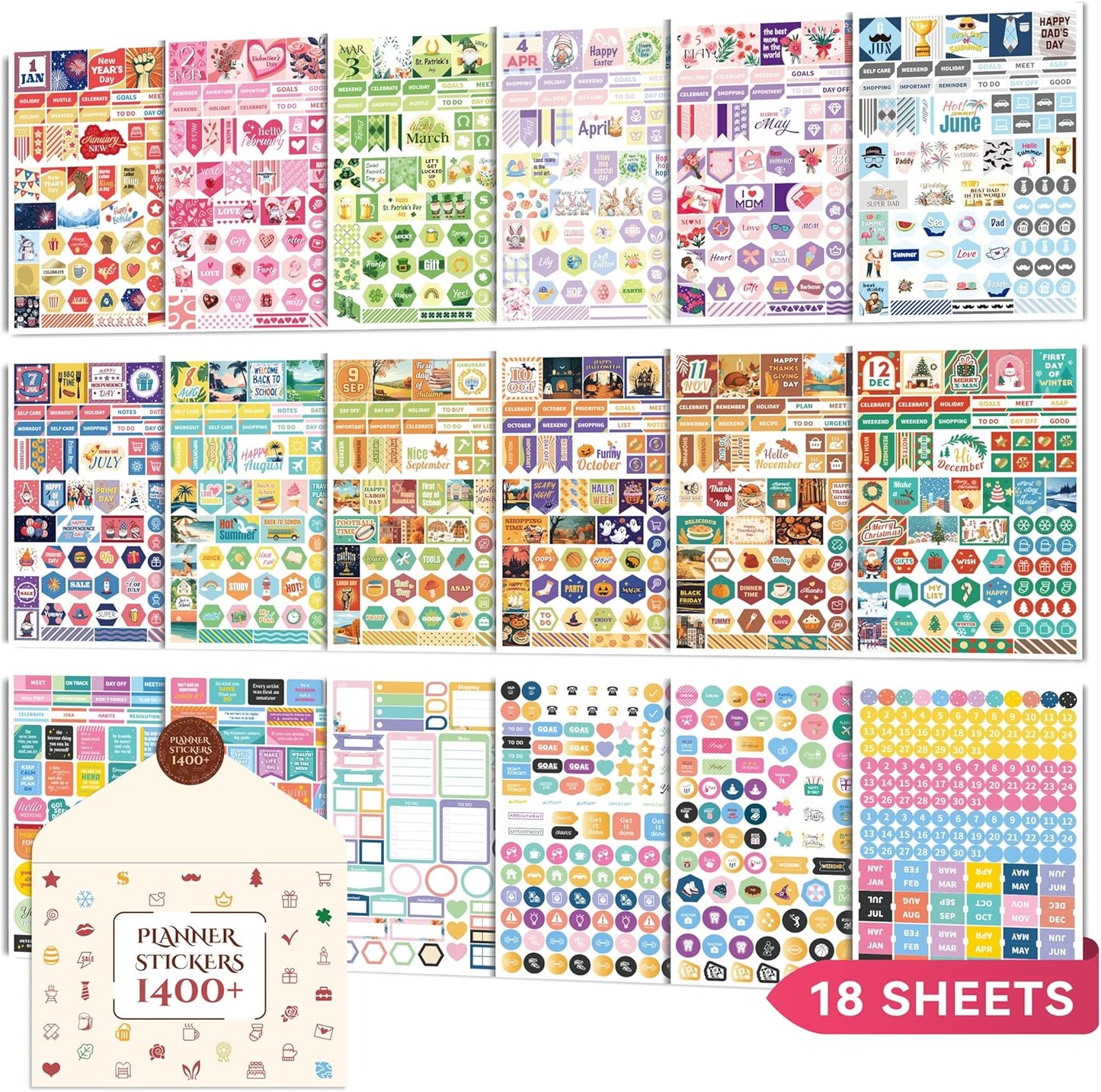 2025-2026 Large Desk Calendar and Calendar Stickers Set