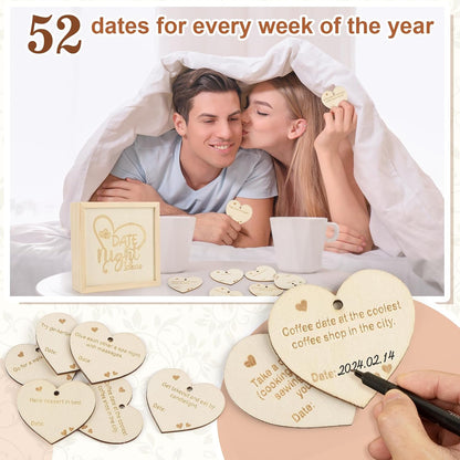 60 Couple Date Night Ideas, Wooden Date Night Games for Couples, Date Night Activities Wood Box, Couple Gifts Ideas for Valentines Day