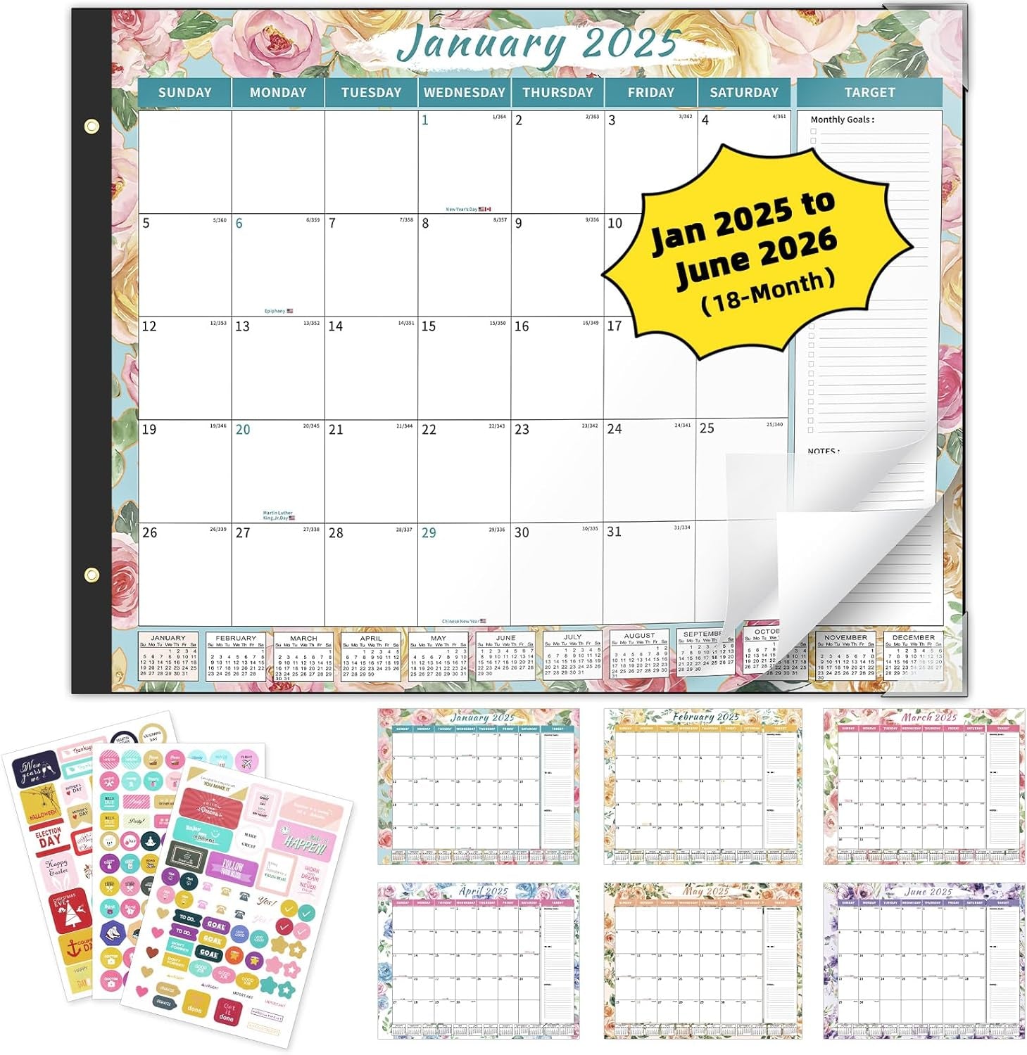 Desk Calendar 2025-2026 Large 22'' X 17'' Calendar 2025 Monthly Desktop Calendar, 18 Month Calendar, Use Jan 2025 - June 2026