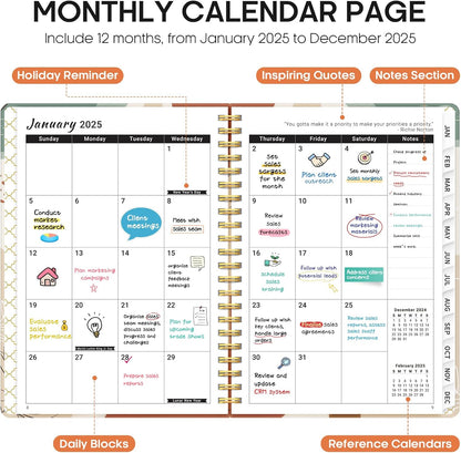 2025 Planner, Weekly and Monthly Planner, 12 Month (Jan 2025 - Dec 2025), Hardcover 2025 Calendar Planner Book with Monthly Tabs, Inner Pocket, Spiral Bound, Perfect for Office Home School Supplies - A5 (6.3" X 8.5"), Abstract