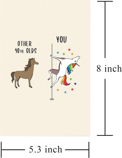 40Th Birthday Card, Dancing Unicorn Birthday, Hilarious 40Th Bday Card, Other 40 Year Olds