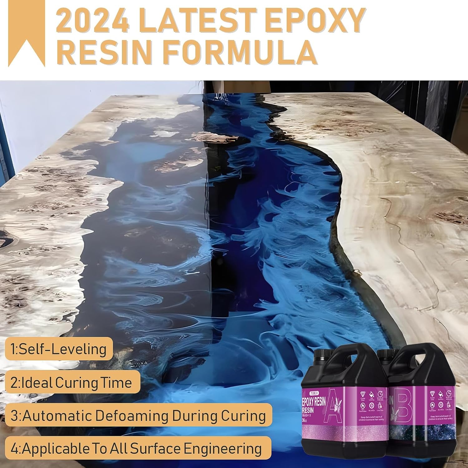 Epoxy Resin Kit 72Oz，Newly Formulated Crystal Clear Epoxy Resin，Strong, Bubble-Free, Anti-Yellowing Art Resin That，Suitable for Casting, DIY, Resin Art, Molds, Jewelry, Easy to Mix 1:1 Ratio