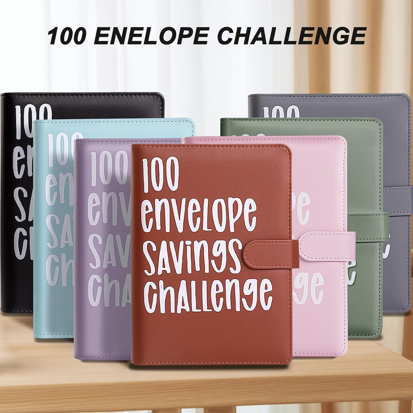 100 Envelopes Money Saving Challenge, A5 Money Saving Budget Binder with Cash Envelopes, Saving Challenge Book - Easy and Fun Way to save $5,050, (Black)