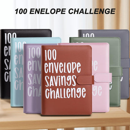 100 Envelopes Money Saving Challenge, A5 Money Saving Budget Binder with Cash Envelopes, Saving Challenge Book - Easy and Fun Way to save $5,050, (Black)