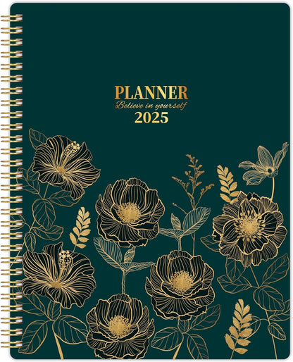 2025 Planner - 2025 Planner Weekly and Monthly from January 2025 to December 2025, 8" X 10", Weekly Planner 2025 with Flower Cover, Green