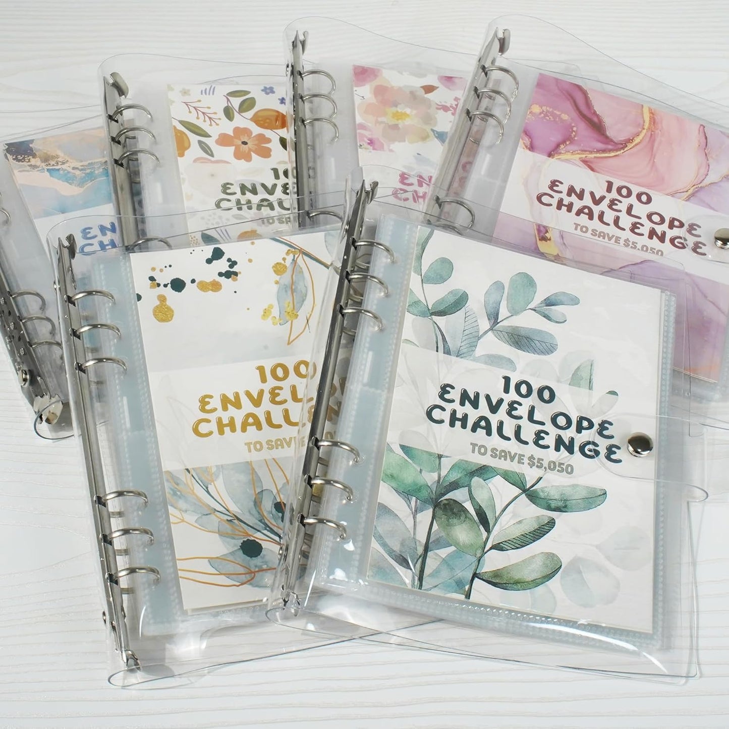 100 Envelope Savings Challenge Binder, Budget Binder for Planning and Saving $5050, Daily Savings Planner, Easy and Fun Way to save $5,050, Greenery