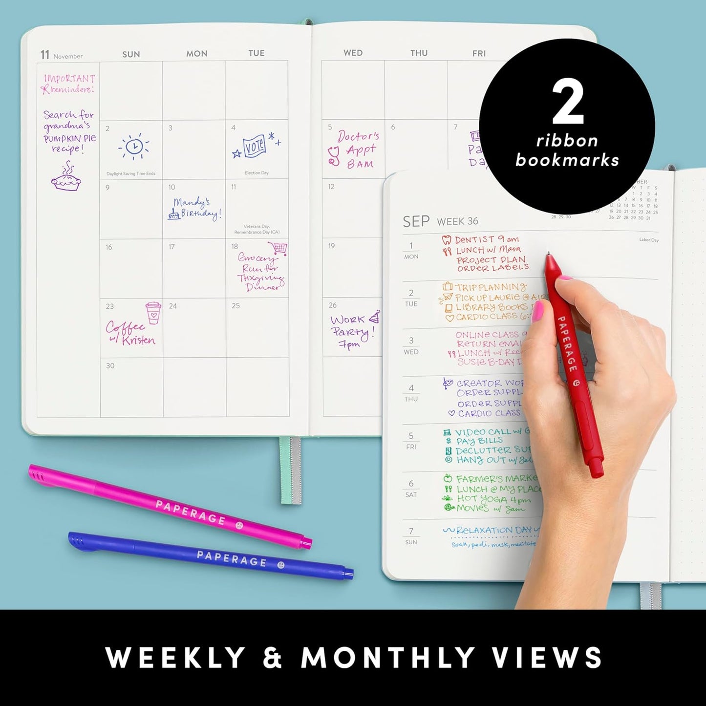 2025 Weekly & Monthly Hardcover Planner (Blush), 12 Month (January 2025 - December 2025), 5.7 in X 8 In, Weekly & Monthly Spreads, Includes Additional Note Pages, Back Pocket & Trackers