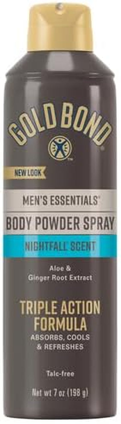 Men'S Essentials Talc-Free Body Powder Spray 7 Oz. Recharge Scent Wetness Protection