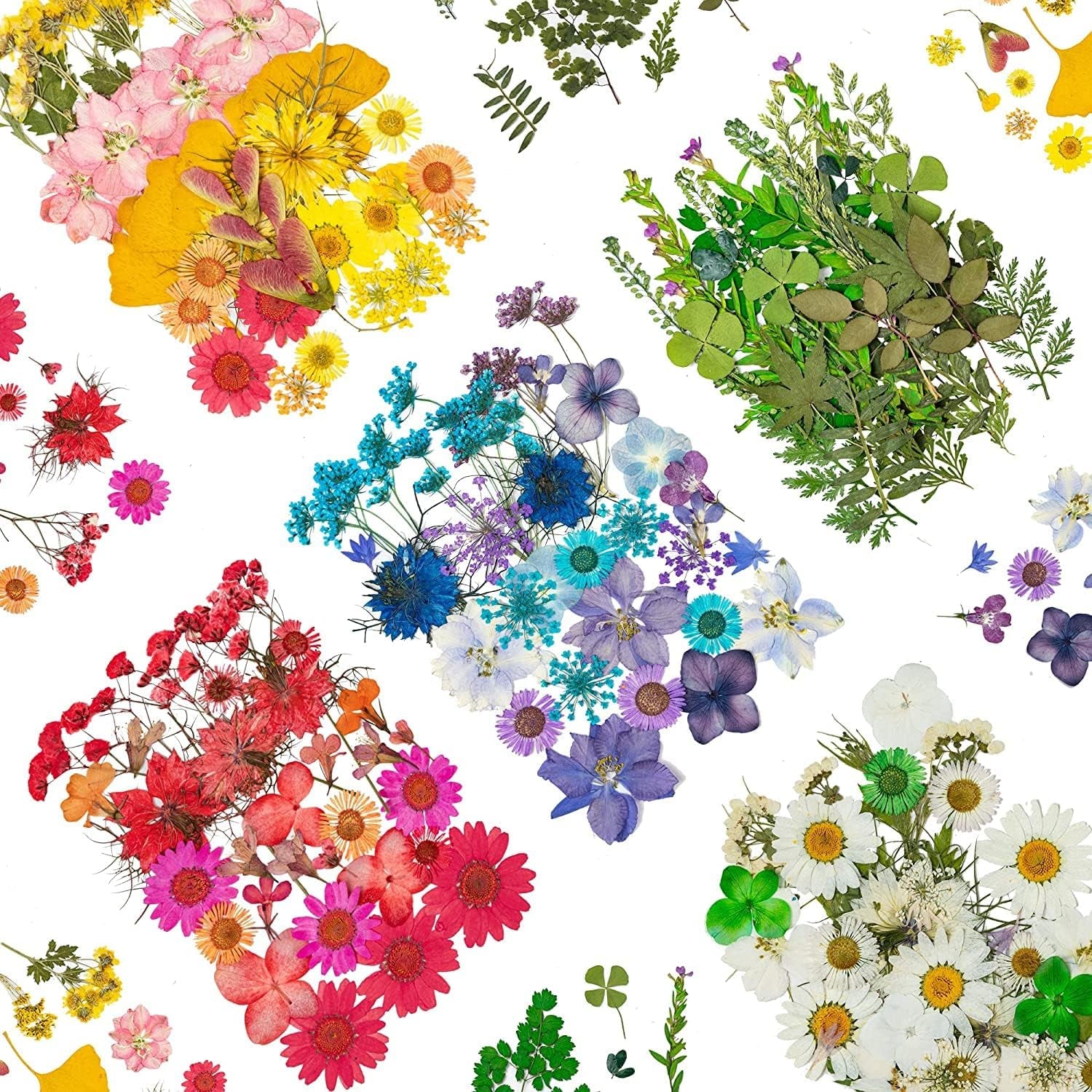 Dried Pressed Flowers, 170+ Pcs Mixed Dried Flowers for Resin, Bulk Natural Dry Floral Resin Fillers Decoration Accessories for DIY Crafts, Scrapbooking (Flower-1)