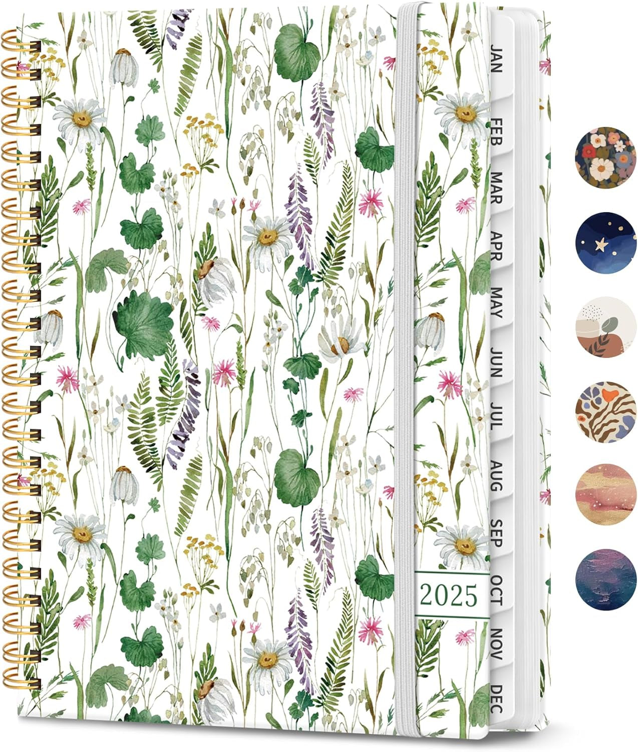 2025 Planner - Weekly and Monthly Planner, Jan 2025 to Dec 2025, Hardcover 2025 Calendar Planner Book with Monthly Tabs, Inner Pocket, Ideal for Office Home School Supplies - A5 (6.3" X 8.5"), Spring Flowers