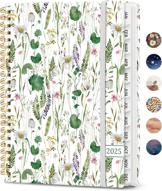 2025 Planner - Weekly and Monthly Planner, Jan 2025 to Dec 2025, Hardcover 2025 Calendar Planner Book with Monthly Tabs, Inner Pocket, Ideal for Office Home School Supplies - A5 (6.3" X 8.5"), Spring Flowers