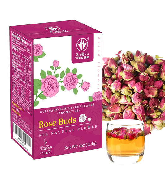 Rose Tea Loose Leaf, Primium Dried Rose Buds, Food Grade Rose, Rose Herbal Tea, Caffeine Free, 4 Ounce Pack of 1