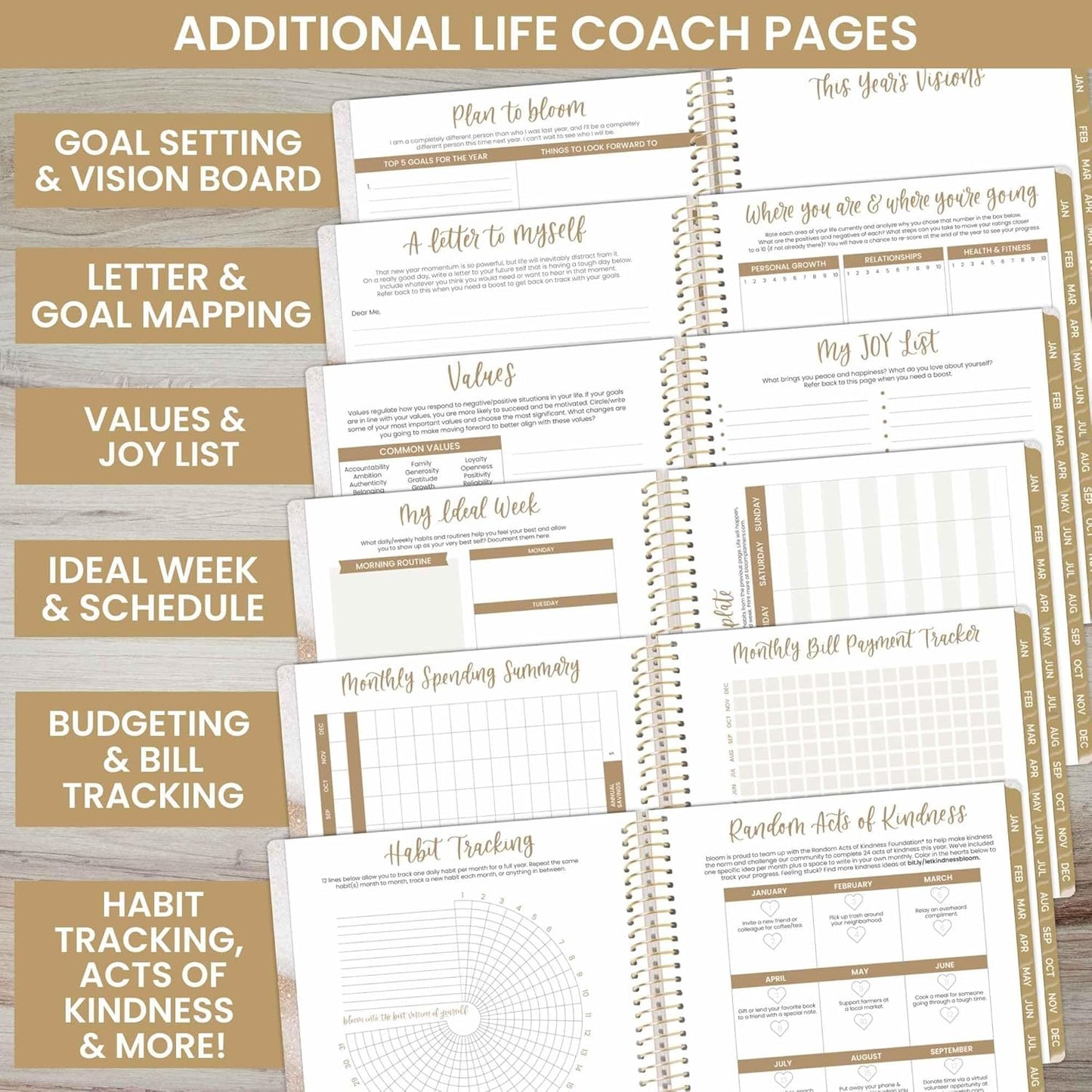 2025 (8.5" X 11") Calendar Year Day Planner (January 2025 - December 2025) - Weekly Monthly Dated Agenda Organizer with Stickers & Tabs - Brushed Beige