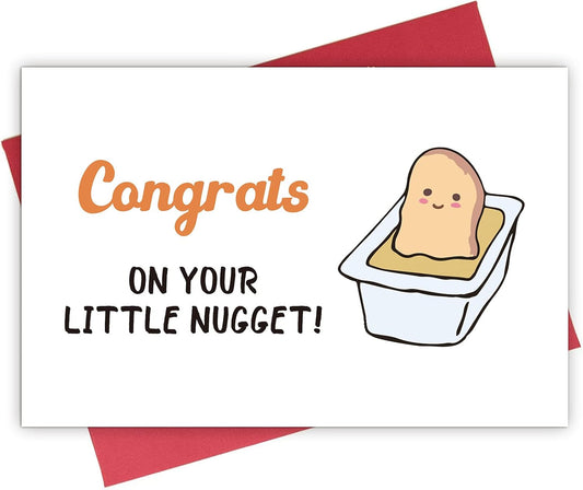 Baby Shower Card, Cute New Baby Card, Funny Newborn Chicken Card, Congrats on Your Little Nugget