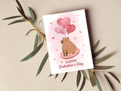 Funny Capybara Valentine'S Day Card, Cappy Pun V-Day Card for Husband Wife, Cute Capybara Valentines Gift for Boyfriend Him Girlfriend