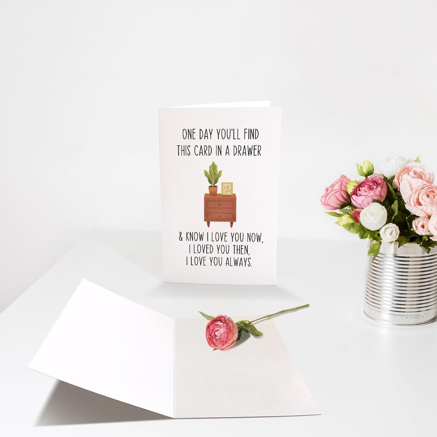 Romantic Valentines Day Card for Men Women, Sweet Love Card for Him Her, Vday Card, Anniversary Card for Husband Wife, I Love You Now, Then & Always