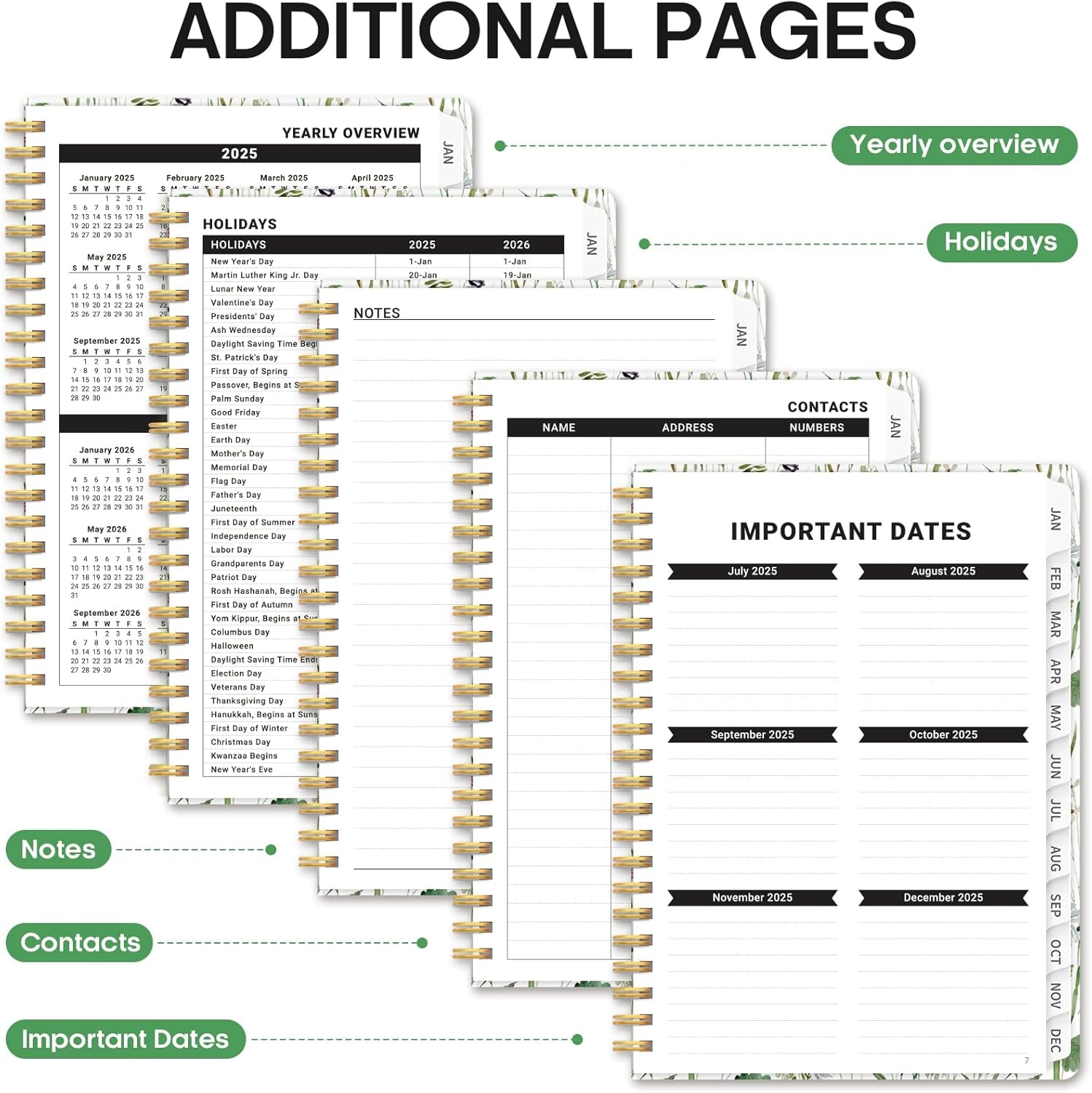 2025 Planner - Weekly and Monthly Planner, Jan 2025 to Dec 2025, Hardcover 2025 Calendar Planner Book with Monthly Tabs, Inner Pocket, Ideal for Office Home School Supplies - A5 (6.3" X 8.5"), Spring Flowers