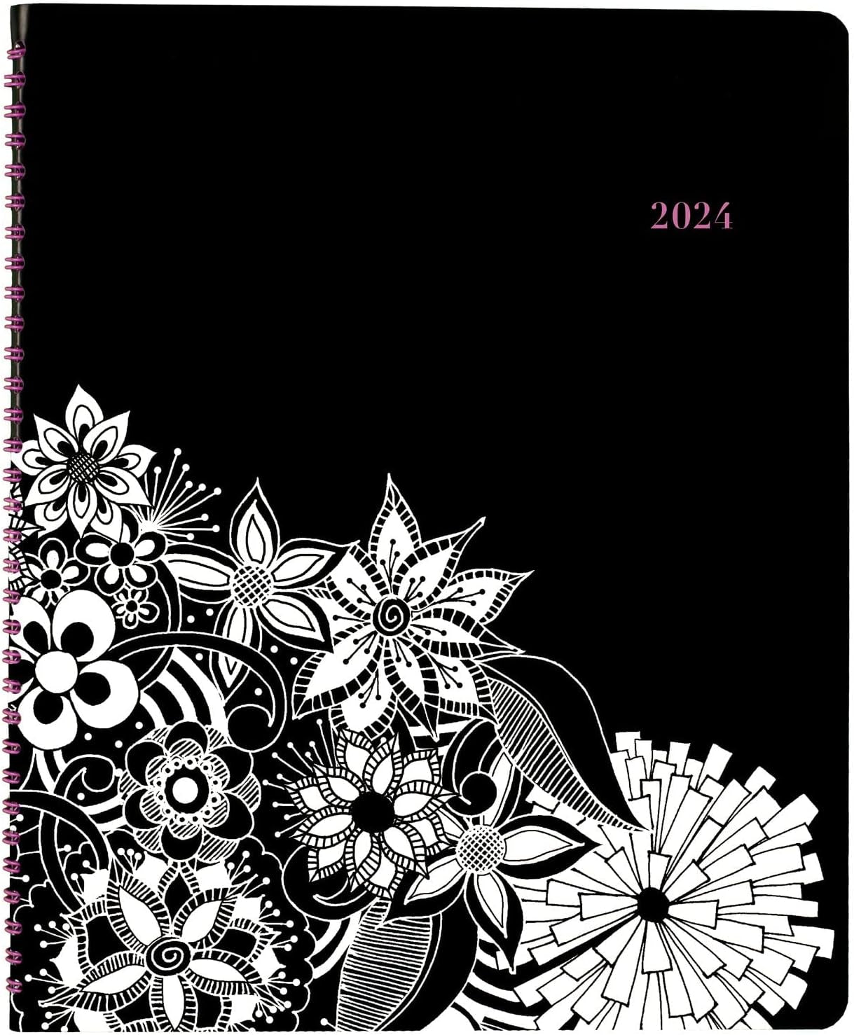 2024 Weekly & Monthly Appointment Book, 8-1/2" X 11", Large, Premium, Floradoodle, White, Black (589-905-24)