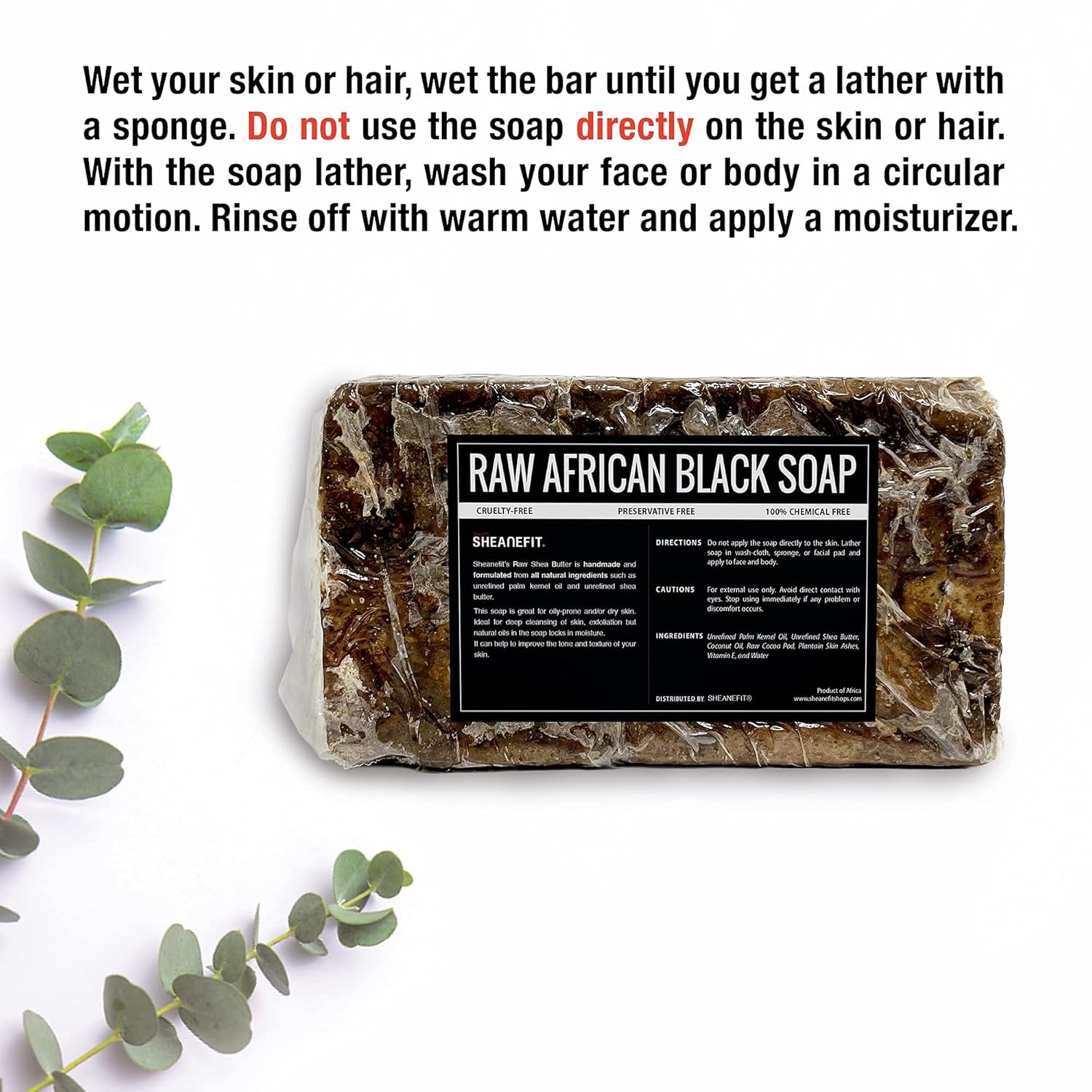 Raw African Black Soap Bar - for All Skin Types - Face, Body, Hair Soap Bulk Bars (1 Pound)