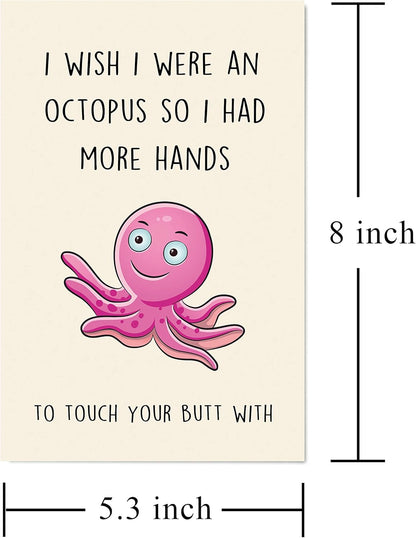 Funny Anniversary Card for Husband Boyfriend, Birthday Card for Him Her Girlfriend Wife, I Wish I Were an Octopus…