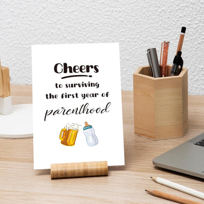 Funny First Birthday Card for New Dad Mom, New Parents Gift, Congratulating New Baby Card, Humor 1St Bday Card for Friend Party