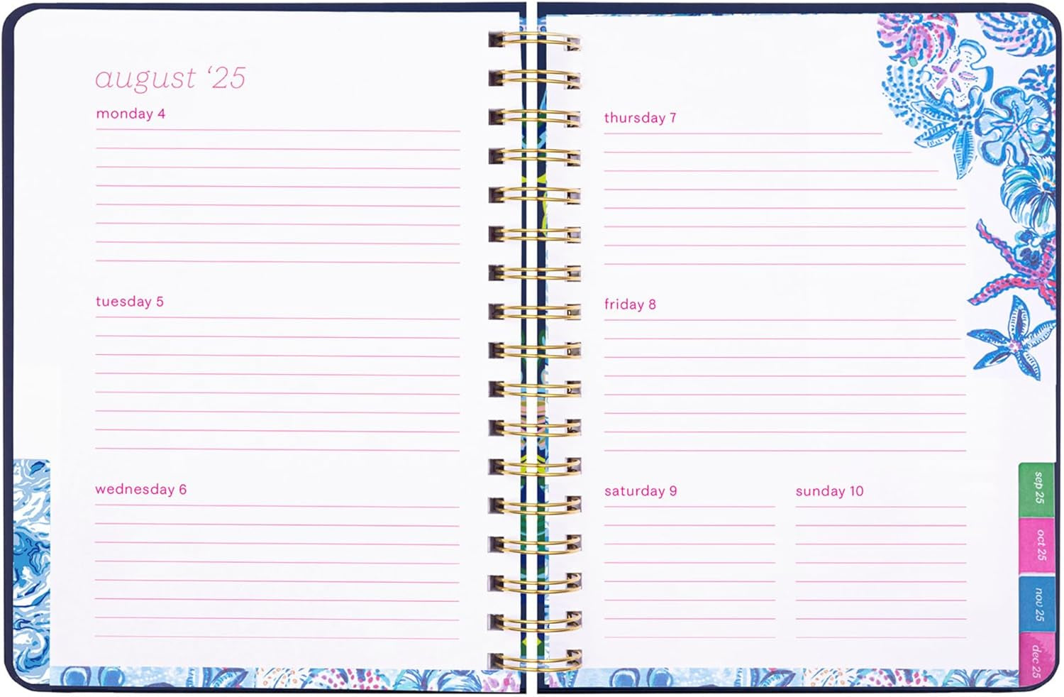 Large Daily Planner January 2025 - December 2025, Weekly Agenda & Monthly Calendar, Stickers, Pockets, & Spiral Binding (The Hottest Spot Navy)