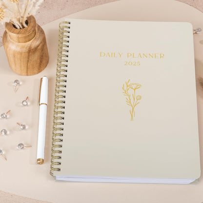 Beautiful 2025 Daily Planner - 7" X 10" Daily Planner for Women or Men with Weekly & Monthly Spreads for Easy Planning - Perfect Calendar Book to Organize All Tasks and Boost Productivity