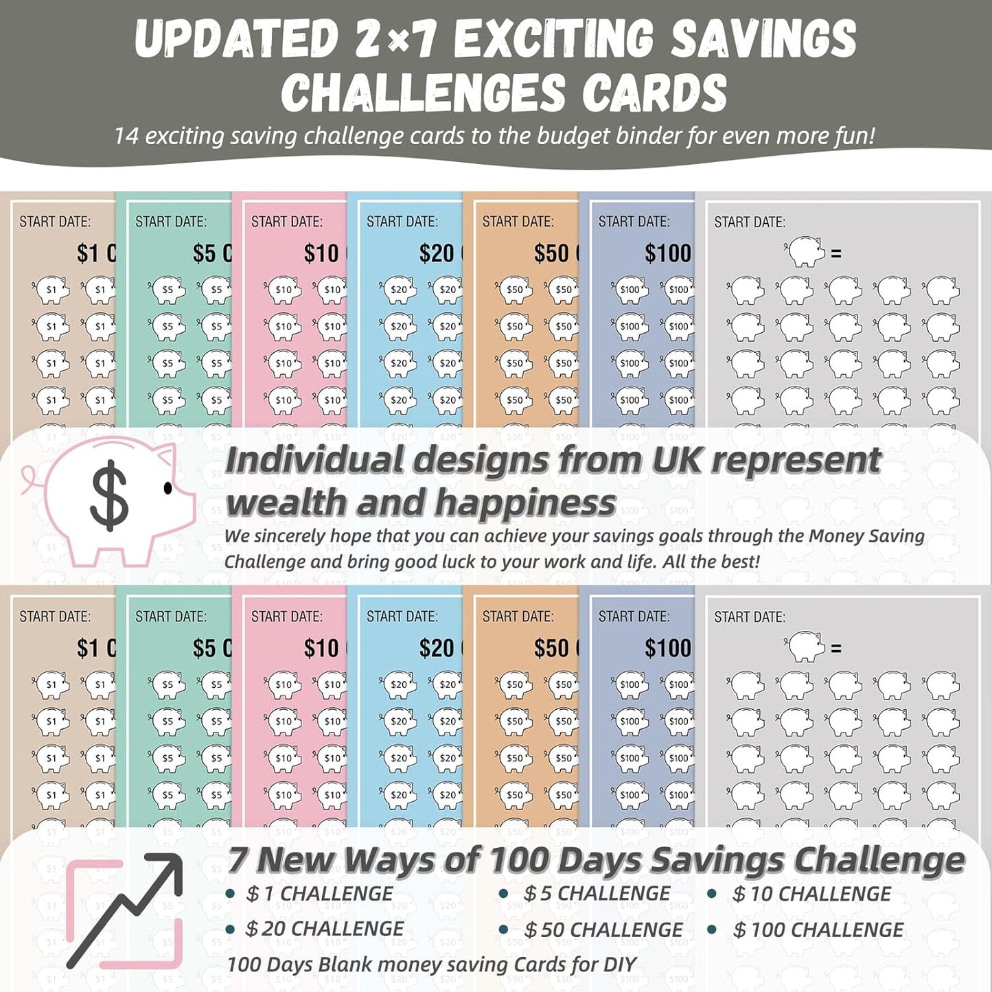 2 in 1 Money Saving Binder, A6 Budget Binder with Upgraded 24 Money Saving Trackers to save $5050, 500, 1000, 10000 Etc