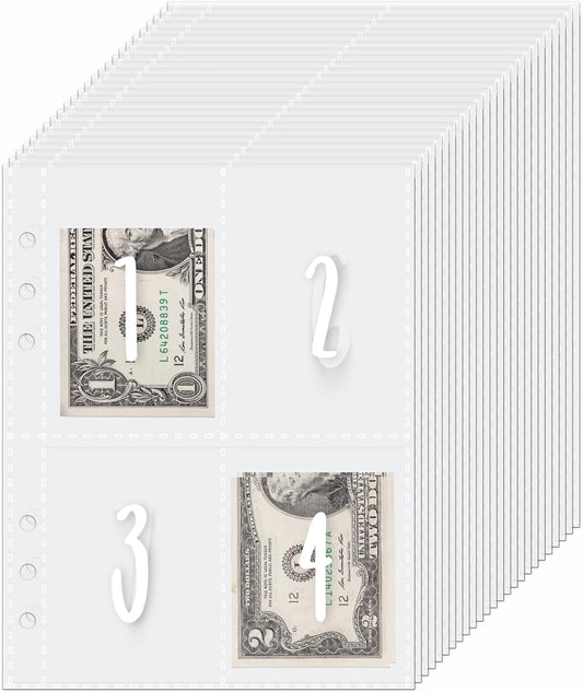 100 Envelopes Money Saving Challenge A5 Budget Binder Inserts for Replacement, 25 Sheets Pre-Numbered 1-100 Cash Stuffing Envelopes Money Pouches for A5 6-Ring Savings Binder