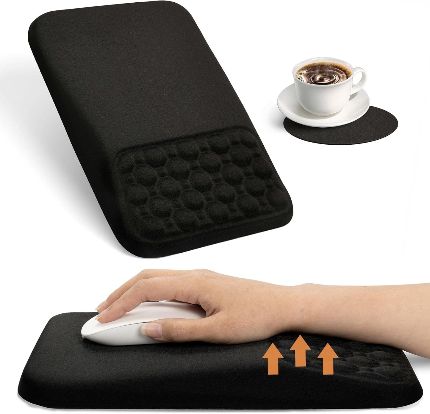 Keyboard Wrist Rest Pad with Ergonomic Mousepad Solid Black