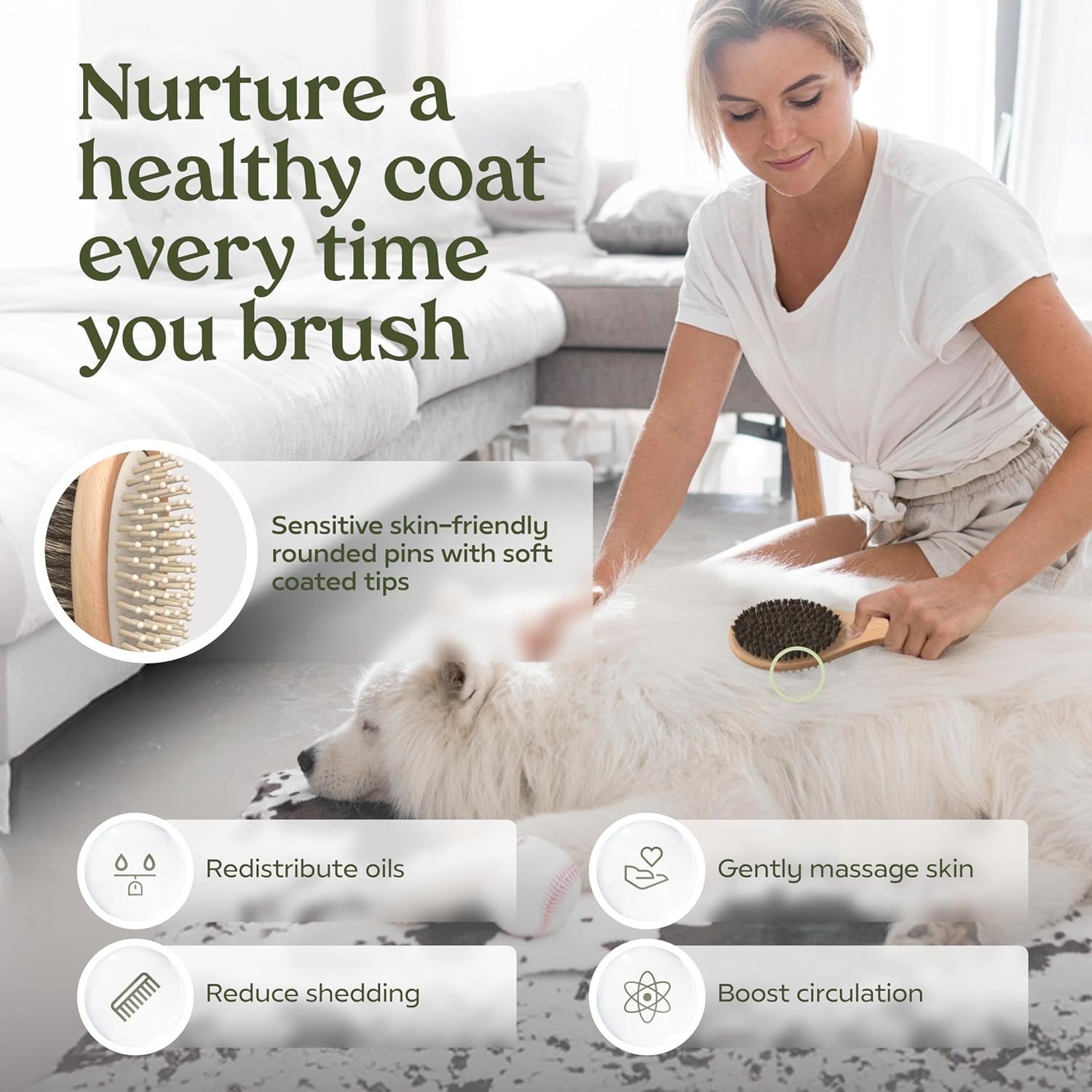 PAWFUME 2-In-1 Pet Brush – Dog Hair Brush – Cat Hair Brush – Dog Grooming Brush – Cat Grooming Brush – Soft Dog Brush for Long Haired Dogs – Soft Cat Brush for Long Haired Cats – Short Hair Dog Brush