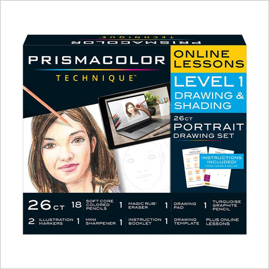 Technique, Portrait Drawing Set, Level 1, Art Supplies & Digital Art Lessons, 26 Count, Perfect for Beginner Artists and Professionals