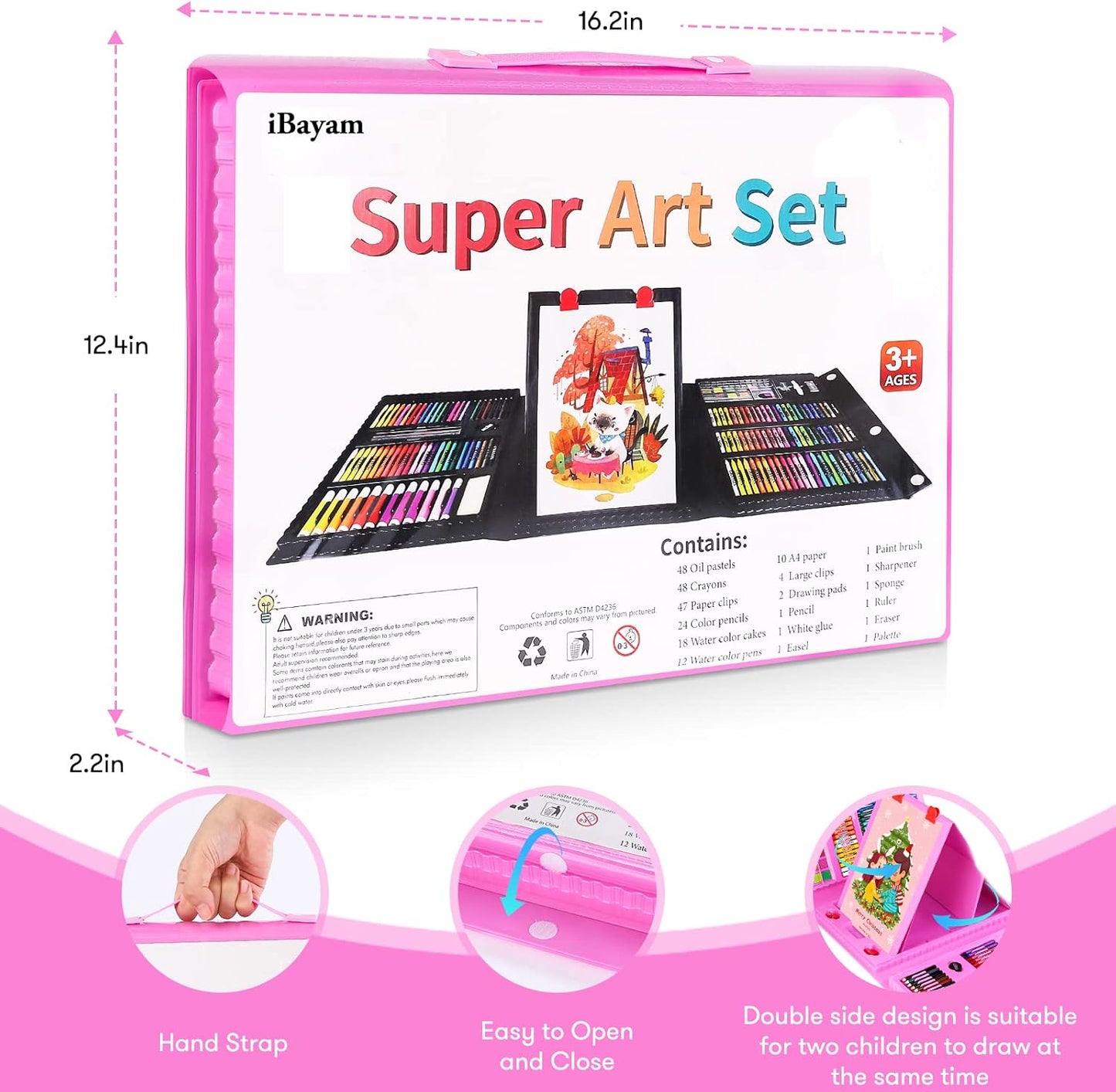 Art Kit, 251-Pack Art Supplies Drawing Kits, Arts and Crafts Gifts Box for Kids Teen Girls Boys, Art Set Case with Trifold Easel, Scratch Paper, Sketch Pad, Coloring Book, Crayons, Pencils