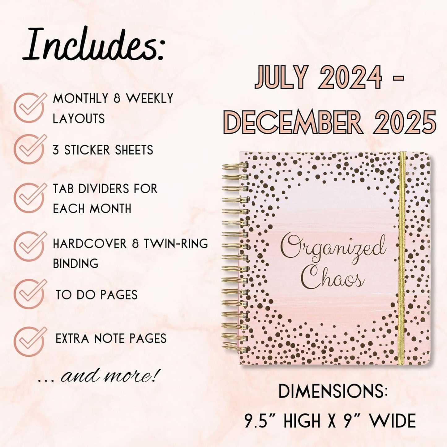 18 Month Planner 2024-2025 - July 2024- Dec 2025 Planner- Daily, Weekly Planner and Monthly Planner - December, Organized Chaos Weekly Planner 2024 with 3 Sticker Sheets - 2024 Calendar Planner