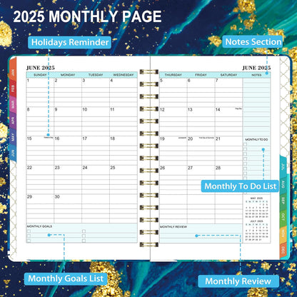 2025 Planner - 2025 Planner Weekly and Monthly, Special Weekly Page, JAN.2025 - DEC.2025, 6.3" X 8.4", Weekly Monthly Planner 2025 with 12 Colorful Tabs, Green Ink Pages, Perfect for Organization