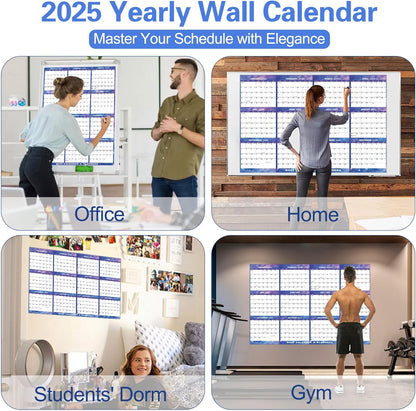 24" X 36" 2025 Wall Calendar Dry Erase - Large Starry Sky Calendar Wet & Dry Erasable Laminated 12 Month Annual Yearly Planner, Reversible, Horizontal/Vertical (2025 Wall Calendar)