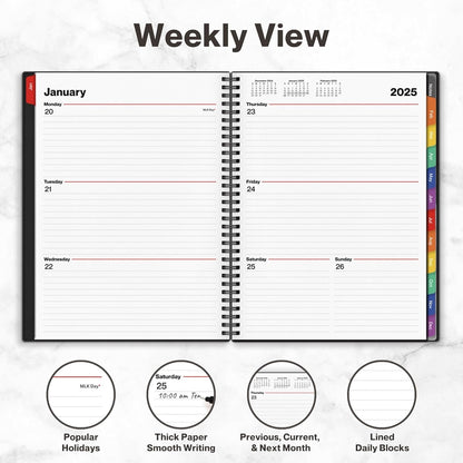 2025 Planner Weekly Monthly, 8.5X11 (Colorful), Jan 2025 to Dec 2025, Large Planner Book with Monthlytabs, Daily Calendar Agenda Book 8.5 X 11