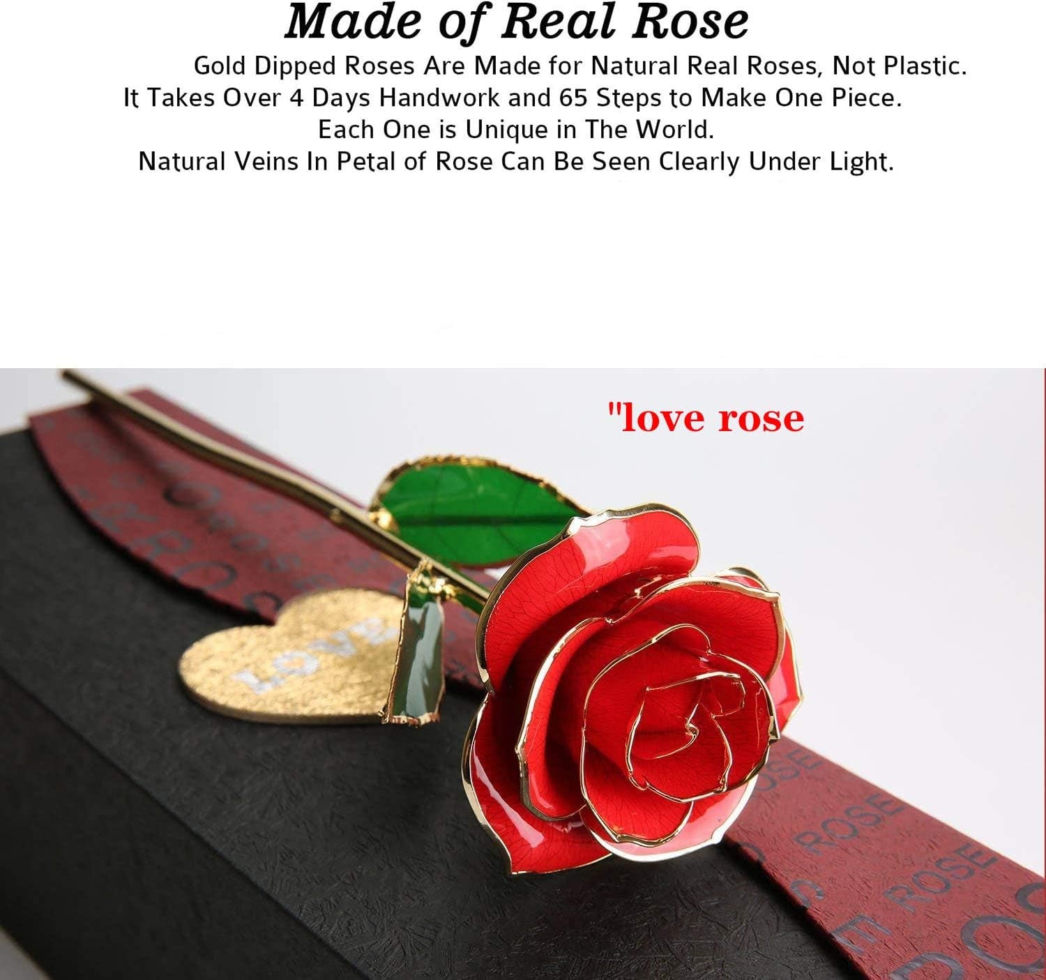 Gold Rose 24K Plated Gold Dipped Rose, Forever Preserved Red Rose Flowers with Stand,Romantic Gift for Valentine'S Day and Anniversary, Best Gifts for Her, Wife,Girlfriend, Mothers Day,Birthday