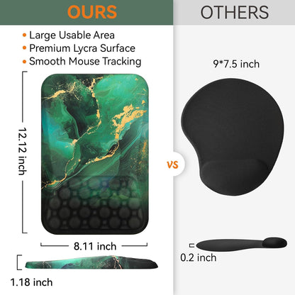 Mouse Pad with Wrist Rest Ergonomic Computer Comfortable Pain Relief Elevated Mousepad Wrist Support Green Gold