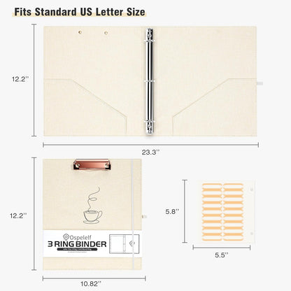 Pink Foldable Spiral Clipboard Folio with Storage Zipper Pouch, 5 Plastic Folders with 10 Pockets,Refillable Lined Notepad (11" X 8.5"), Hardcover Project Organizer with 39 Stickers