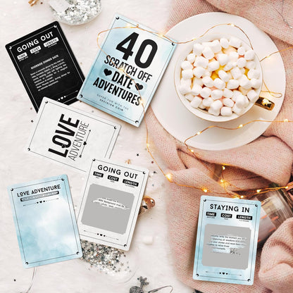 40 Fun and Romantic Scratch off Date Adventure Ideas for Her, Him, Girlfriend, Boyfriend, Wife, or Husband - Perfect for Date Night, Special Couples Gift for Anniversaries, Birthdays & More!