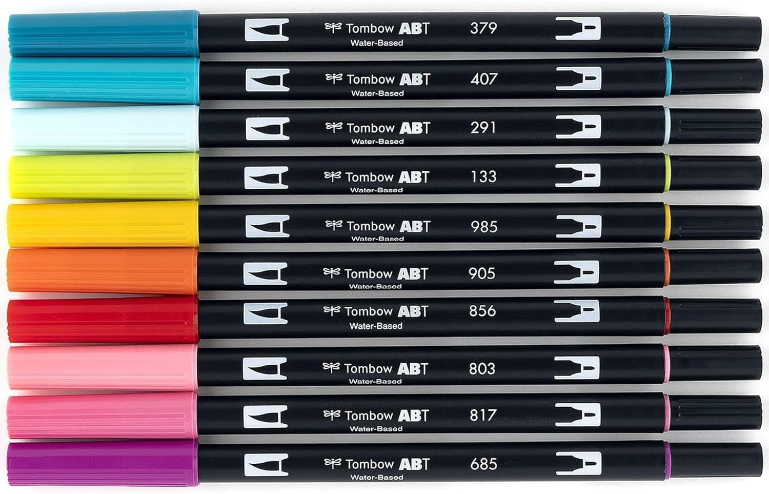 56189 Dual Brush Pen Art Markers, Tropical, 10-Pack. Blendable, Brush and Fine Tip Markers