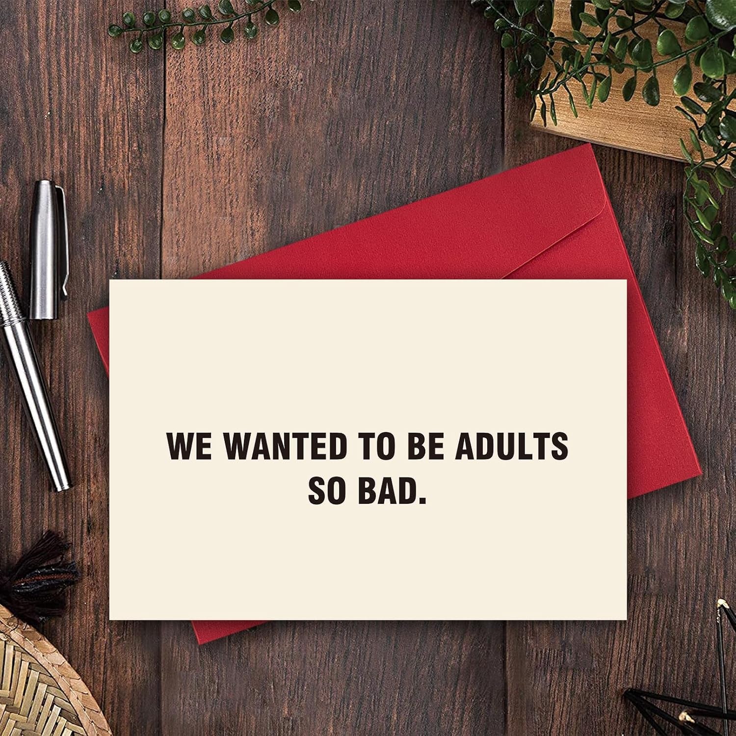 Funny Birthday Card, Double Sided Sarcastic Bday Greeting Card for Friend Relative, We Wanted to Be Adults so Bad...