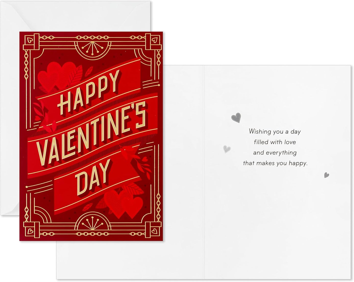 Bulk Happy Valentine'S Day Cards (40 Cards with Envelopes) Red Art Deco