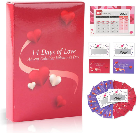 14 Days of Love – 2025 Valentine'S Day Advent Calendar: Scratch-Off Date Night Ideas & Valentine'S Gifts for Him, Her, Couples – Unique Card Games for Boyfriend, Girlfriend, Husband, Wife