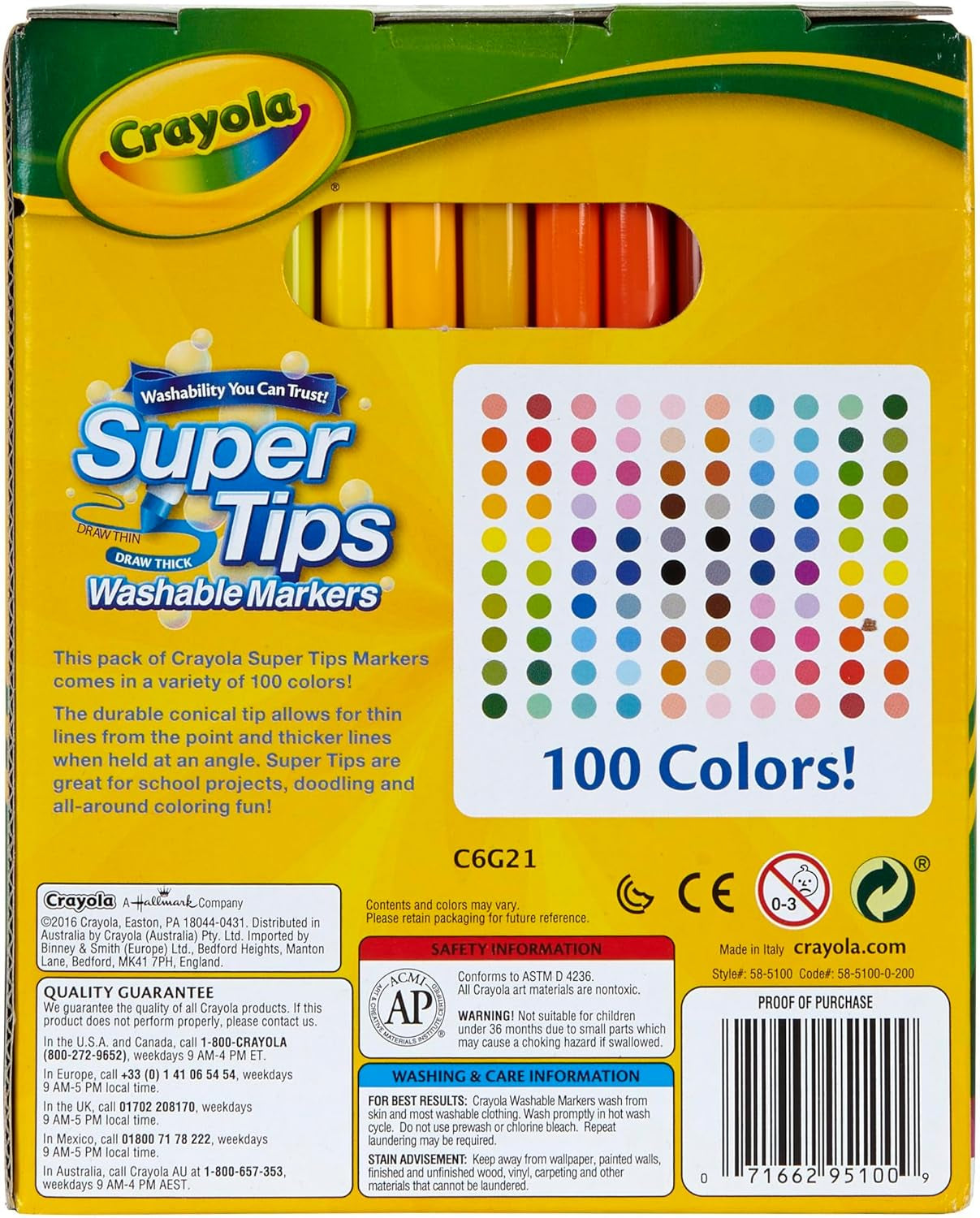 Super Tips Marker Set (100Ct), Fine Point Washable Markers, Drawing Markers for Kids & Adults, Great for Thick & Thin Lines